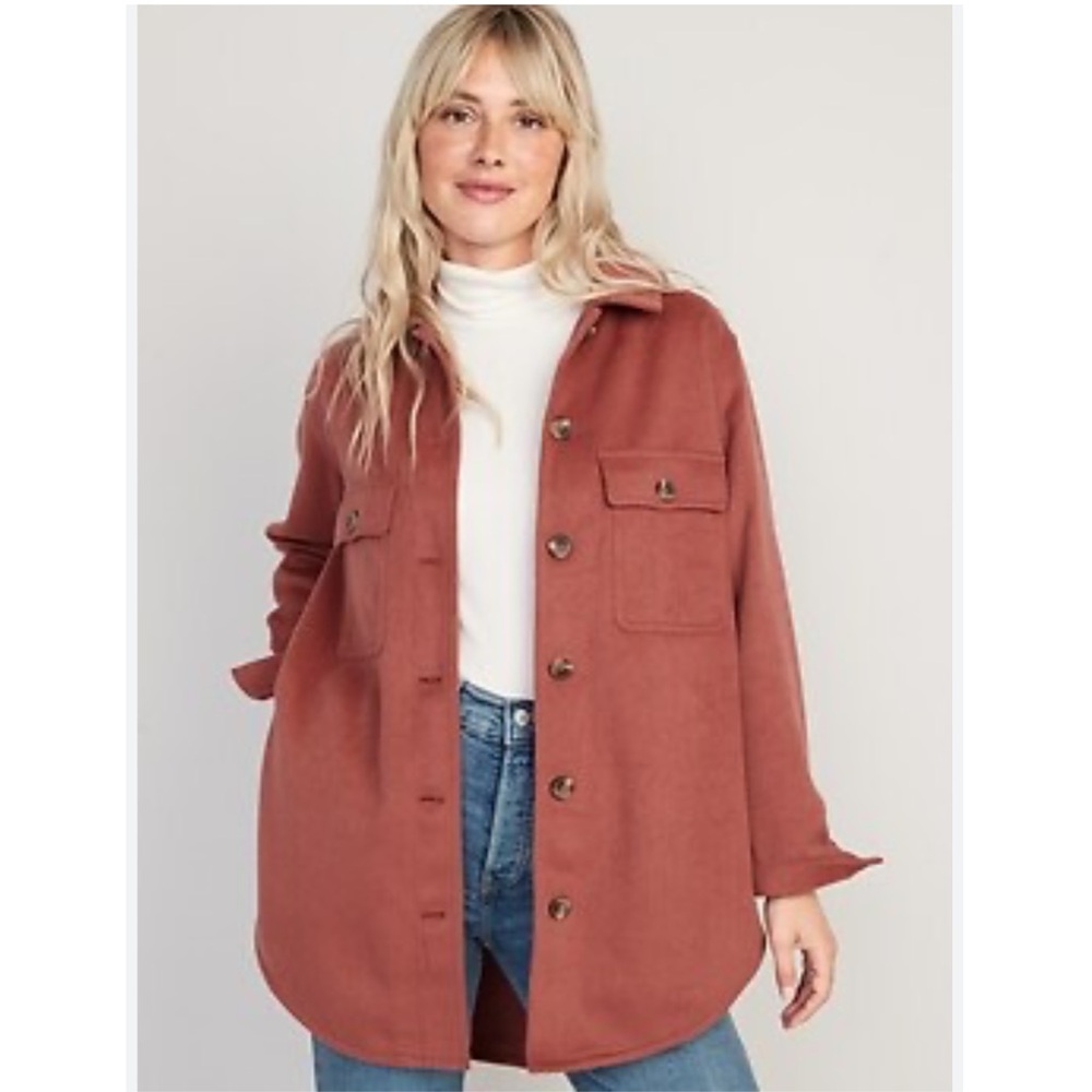 NWT Old Navy Soft Brushed Utility Shacket - A Touch of Wool - Size M